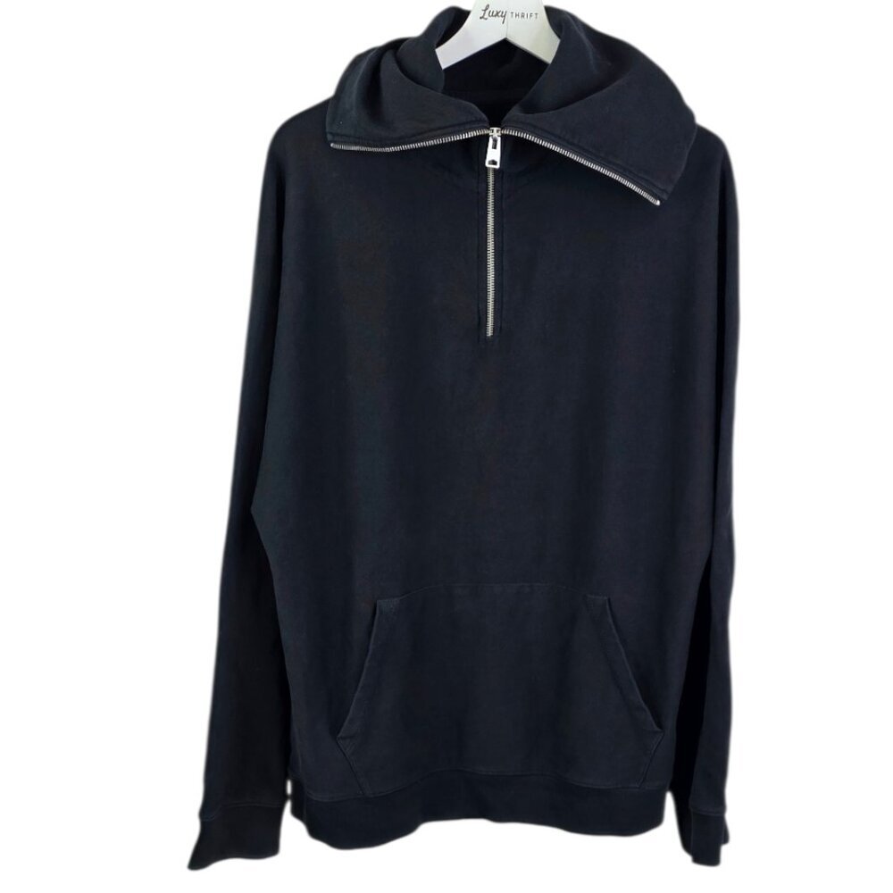 All Saints Mens Gethian Funnel Neck Sweater, Black, Cotton, Zip, Size M